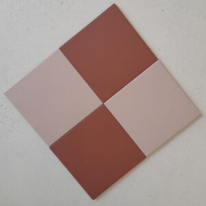 Victorian Pastello Rusty Red & Rosy Blush Chequer Porcelain (2 Full Tile Samples)