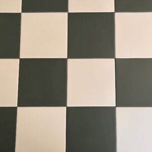Victorian Pastello Antique Cream and Green Chequer Porcelain (2 Full Tile Samples)