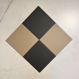 Victorian Patrona Off Black & Caramel Chequer Porcelain