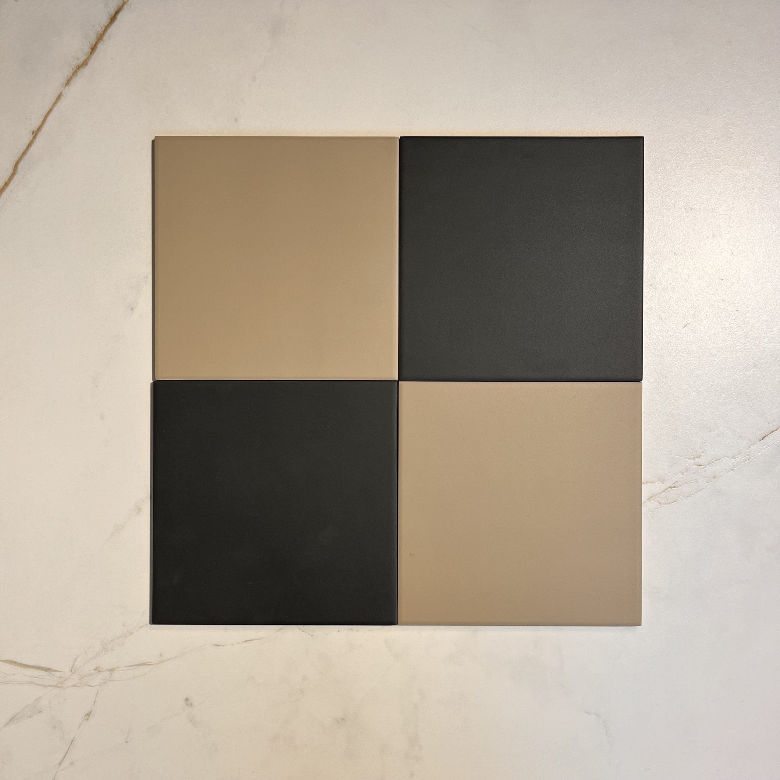 Victorian Patrona Off Black & Caramel Chequer Porcelain