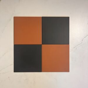 Victorian Patrona Off Black & Teracotta Chequer Porcelain (2 Full Tile Samples)