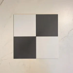 Victorian Patrona Off Black & Old White Chequer Porcelain (2 Full Tile Samples)