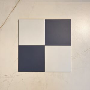 Victorian Patrona Ocean Blue & Old White Chequer Porcelain (2 Full Tile Samples)