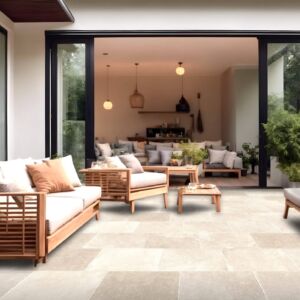 Stratford Cream Tumbled Stone Effect Porcelain Exterior (Sample)